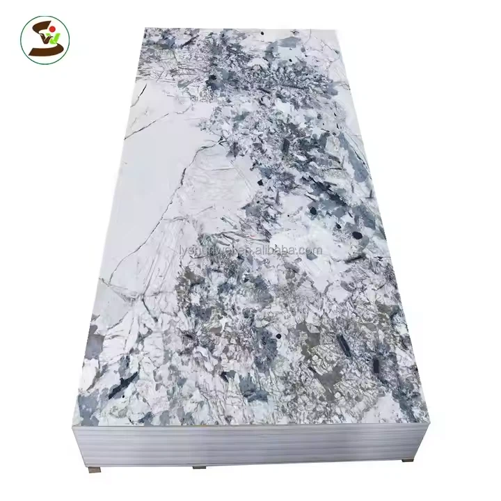 Feuille de marbre PVC imperméable, ignifuge, colorée, résistante aux rayures